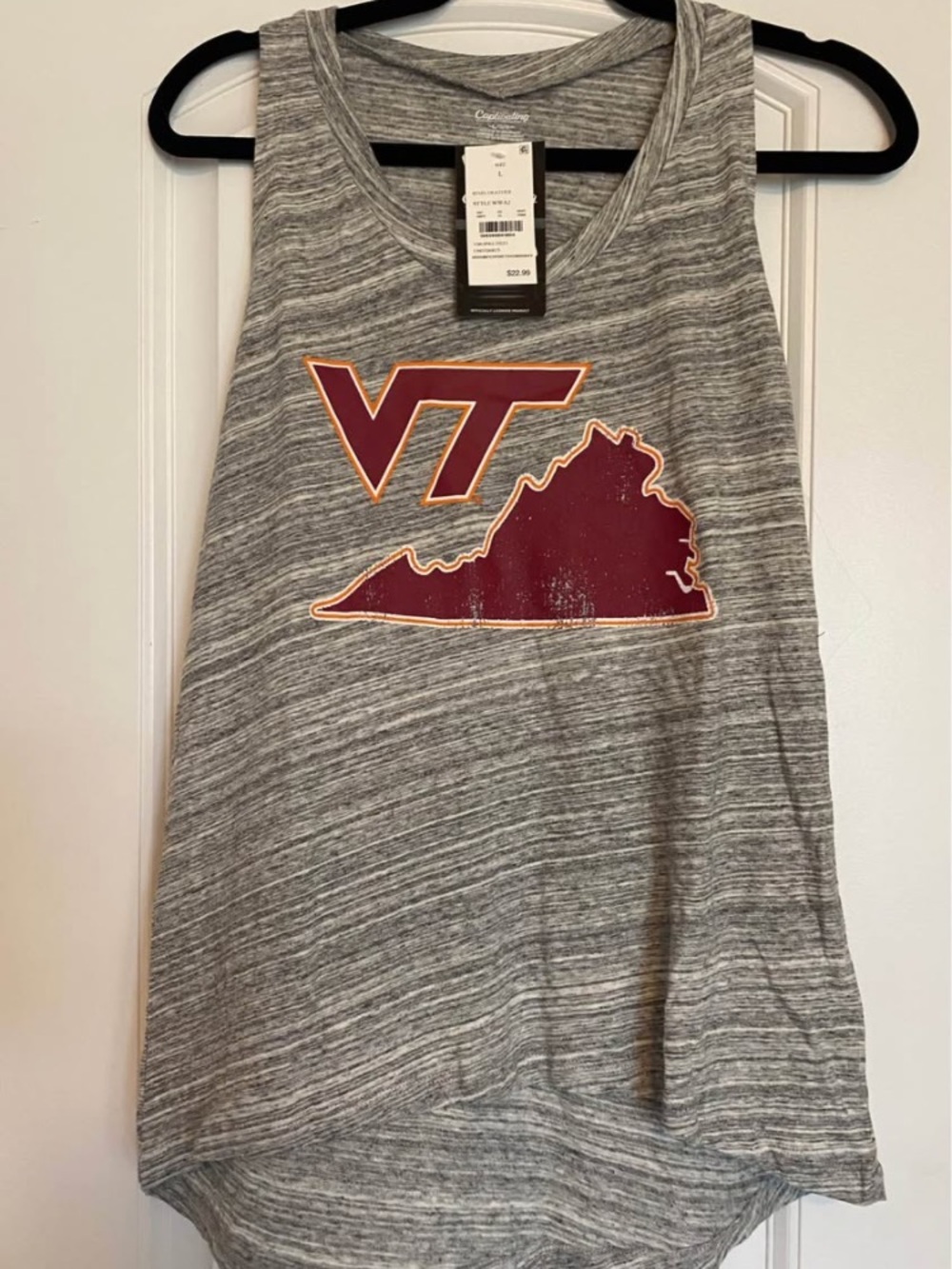 Virginia Tech Girls' Grey Tank Top with Maroon VT Logo